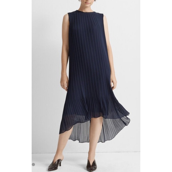 Club Monaco Dresses & Skirts - Club Monaco Pleated High‎ Low Dress Navy Blue, Size 10